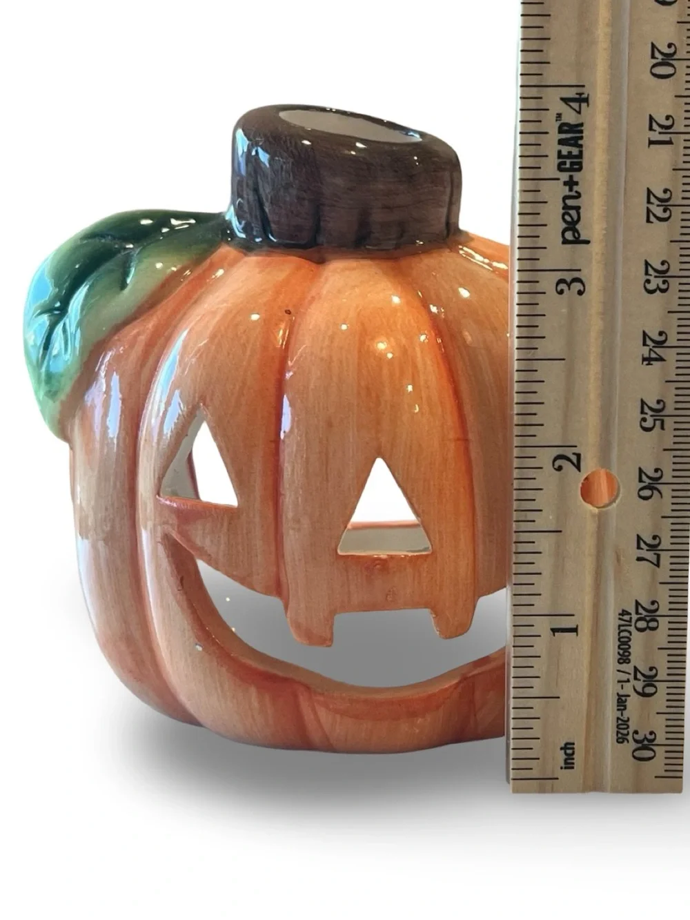Ceramic Halloween Jack O Lantern Tea Light Candle Holder